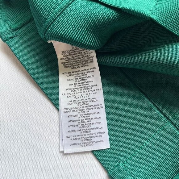 NWT HERVÉ LEGER EMERALD GREEN BANDAGE HIGH RISE PENCIL SKIRT - XS - Picture 14 of 15